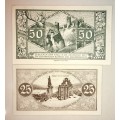 GERMANY SET,,,,50 PFENNIG & 25 PFENNIG WITTLICH 1919 CRISP UNC NOTGELD (EMERGENCY MONEY)