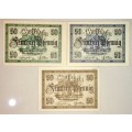 GERMANY SET OF 3 DIFFERENT,,,, 50 PFENNIG  1919 OCHSENFURT UNC NOTGELD (EMERGENCY MONEY)