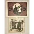 GERMANY SET,,,, 5 PFENNIG & 1 PFENNIG (ERROR)WALDENBURG 1920 UNC SCARES NOTGELD (EMERGENCY MONEY)