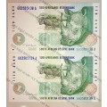TT MBOWENI R10 IN SEQUENCE GO3505139-138 UNC 1999 FIRST ISSUE(1 BID TAKES ALL)