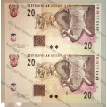 GILL MARCUS R20 IN SEQUENCE BE8606991-992 UNC(ELEPHANT WATERMARK) (1 BID TAKES ALL)