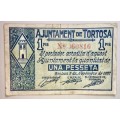 SPAIN 1 PESETA AJUNTAMENT DE TORTOSA 1937