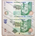 TT MBOWENI R10 SET 1ST & 2ND ISSUE UNC 2ND ISSUE HAS GHOST IMAGE OF COAT OF ARMS ON BACK (RINO WTM)