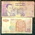 MOROCCO SET TWO DIFFERENT 20 DIRHAMS 1996 & 2005(1 BID TAKES ALL)