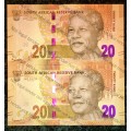 GILL MARCUS R20 IN SEQUENCE AA6001205-206 B 2ND ISSUE 2012 UNC(MANDELA WTM) (1 BID TAKES ALL)