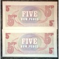 BRITISH MILITARY 5 NEW PENCE 6TH SERIES UNC ND(1 BID TAKES ALL)