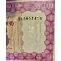 ZIMBABWE $50,000 IN SEQUENCE BA8091418-409 UNC FIFTY THOUSAND DOLLARS 2006(1 BID TAKES ALL)