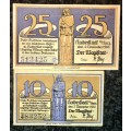 GERMANY SET 25PF STAR NOTE & 10 PFENNIG HALBERSTADT AUNC 1920 NOTGELD (EMERGENCY MONEY)