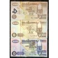 ZAMBIA  SET 500 KWACHA 1992 & 500 KWACHA POLYMOR 2005 , 100 KW 2009(1 BID TAKES ALL)
