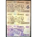 ZAMBIA  SET 500 KWACHA 1992 & 500 KWACHA POLYMOR 2005 , 100 KW 2009(1 BID TAKES ALL)