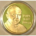POPE JOHN PAUL II --GOLD PLATED/CLAD (GOD BRING GOOD LUCK TO YOU 25.12)WITH PROTECTIVE CAPSULE