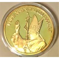POPE JOHN PAUL II 2005.4--GOLD PLATED/CLAD (GOD BRING GOOD LUCK TO YOU 25,12)WITH PROTECTIVE CAPSULE
