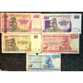 ZIMBABWE SET $500  2001, $100 1995,$50 1994, $10 1994, & $2 1994(1 BID TAKES ALL)
