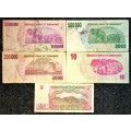 ZIMBABWE SET $50 MILLION DOLLARS,$500,000, $200,000, $10 & $5 DOLLARS 1997-2008(1 BID TAKES ALL)