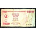 ZIMBABWE 10 MILLION DOLLARS 2008