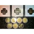 COMPLETE SET OF COMMEMORATIVE R5 COINS 1994 TO 2021 THREE GRADED COINS & HIGH GRADE CIRCULATED COINS