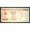 ZIMBABWE $10 MILLION DOLLARS 2008