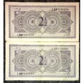 NEDERALNDS 2 1/2 GULDEN IN SEQUENCE 1BF039639-640 (1 BID TAKES ALL)