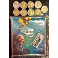 COMP SET OF COMMEMORATIVE R5-1994 TO 2021- 2017 IS UNC & SEALED MANDELA 2000 PROOF LIKE IN COVER