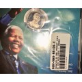 MANDELA COMMEMORATIVE R5 --STILL SEALED MANDELA 2000 PROOF LIKE COIN IN MANDELA INFO FOLDER CD COVER
