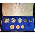 S A MINT PROOF SET 1978 WITH SILVER R1 TO 1/2 CENT IN BLUE S A MINT BOX
