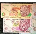 COMPLETE SET OF TT MBOWENI R200 TO R10 FIRST ISSUE 1999/2004 UNC-AUNC (ANIMALS WTM) 1 BID TAKES ALL