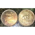 SOUTH AFRICA SILVER SET R1 --1966 BOTH ENGLISH & AFRIKAANS BLACK TONING SILVER 80%(1 BID TAKES ALL)