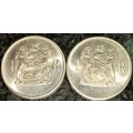 SOUTH AFRICA SILVER SET R1 --1969 BOTH ENGLISH & AFRIKAANS HIGHER GRADE SILVER 80%(1 BID TAKES ALL)