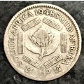 S A UNION SILVER 6D SIXPENCE --1948 --80%SILVER
