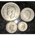 S A UNION SILVER SET 2 1/2 SHILLING,1 SHILLIN,6D SIXPENCE &3D TICKEY 1941 --80%SILVER(1 BID TAKES AL