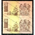 CL STALS R20 IN SEQUENCE AU8265877-878 UNC-AUNC E/A 1ST ISSUE 1990 (1 BID TAKES ALL)))