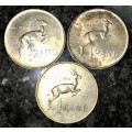 R S A  SILVER SET R1-- 1966 ENGLISH - AFRIKAANS &1967 AFRIKAANS -- 80% SILVER(1 BID TAKES ALL)