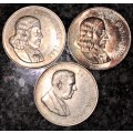 R S A  SILVER SET R1-- 1966 ENGLISH - AFRIKAANS &1967 AFRIKAANS -- 80% SILVER(1 BID TAKES ALL)