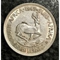 S A UNION SILVER  5 SHILLINGS 1949 GOOD CONDITION -- 80% SILVER CROWN