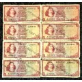 SET OF TW DE JONGH  R1 X 8 -- B SERIES VAN RIEBEECK WTM ,,,  1973-1975( 1 BID TAKES ALL)