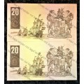 GPC DE KOCK R20 IN SEQUENCE D5/82 049924-923 UNC E/A 3RD ISSUE 1984 (1 BID TAKES ALL)