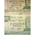 ARGENTINA 500 PESOS 2 DIFFERNT SIGNATURE ND(1 BID TAKES ALL)