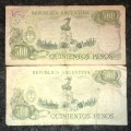 ARGENTINA 500 PESOS 2 DIFFERNT SIGNATURE ND(1 BID TAKES ALL)