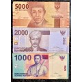 INDONESIA SET 5000 RUPIAH, 2000 RUPIAH & 1000 RUPIAH 2000-2016(1 BID TAKES ALL)