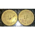 BRINK BROTHERS SET 1 SHILLING MONTAGU 5849 & 4989 BRASS TOKENS(1 BID TAKES ALL)