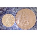 GREAT BRITAIN  SET SILVER 6D SIXPENCE & 1 PENNY 1935 (1 BID TAKES ALL)