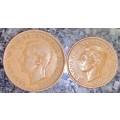 GREAT BRITAIN SET  1 PENNY & 1/2 PENNY 1945 (1 BID TAKES ALL)