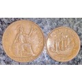 GREAT BRITAIN SET  1 PENNY & 1/2 PENNY 1945 (1 BID TAKES ALL)