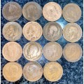 GREAT BRITAIN SET 1 PENNY`S 1900,02,03,07,2X1913, 16,17, 2X1919, 27,35,38,40 & 1945(1 BID TAKES ALL)