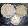 GREAT BRITAIN SET  2 SHILLING, 1 SHILLING & 6PENCE 1956 (1 BID TAKE ALL)