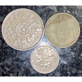 GREAT BRITAIN SET  2 SHILLING, 1 SHILLING & 6PENCE 1956 (1 BID TAKE ALL)