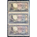 MH DE KOCK SET 1 POUND 1945 -A148, 1946 -A166 & 1947 -A183 E/A FIRST ISSUE (1 BID TAKES ALL)