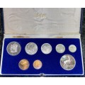 S A MINT PROOF SET 1984 WITH SILVER R1 TO 1 CENT IN BLUE S A MINT BOX WITH BOTH R1s