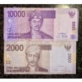 INDONESIA SET 10,000 RUPIAH 2015 & 2000 RUPIAH 2014(1 BID TAKES ALL)