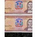 DOMINICAN REPUBLIC 5 PESO TWO DIFFERENT SIGNATURES EF 1996 & 1997(1 BID TAKES ALL)